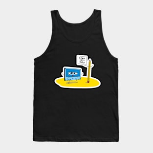 Come Here Baby Funny Cartoon Cassette Tape Loves Pencil Tank Top